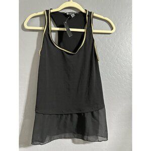 Maite Perroni Women's Black and Gold Tank Top Size m NWT
